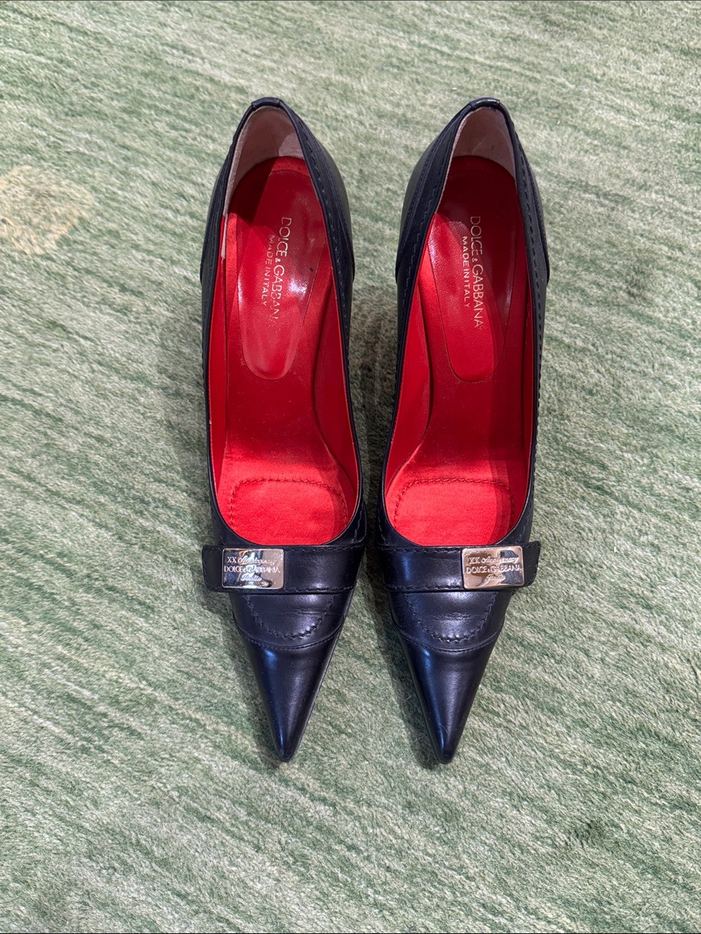 Dolce & Gabbana Black Pointed Toe Leather Pumps Size 38.5